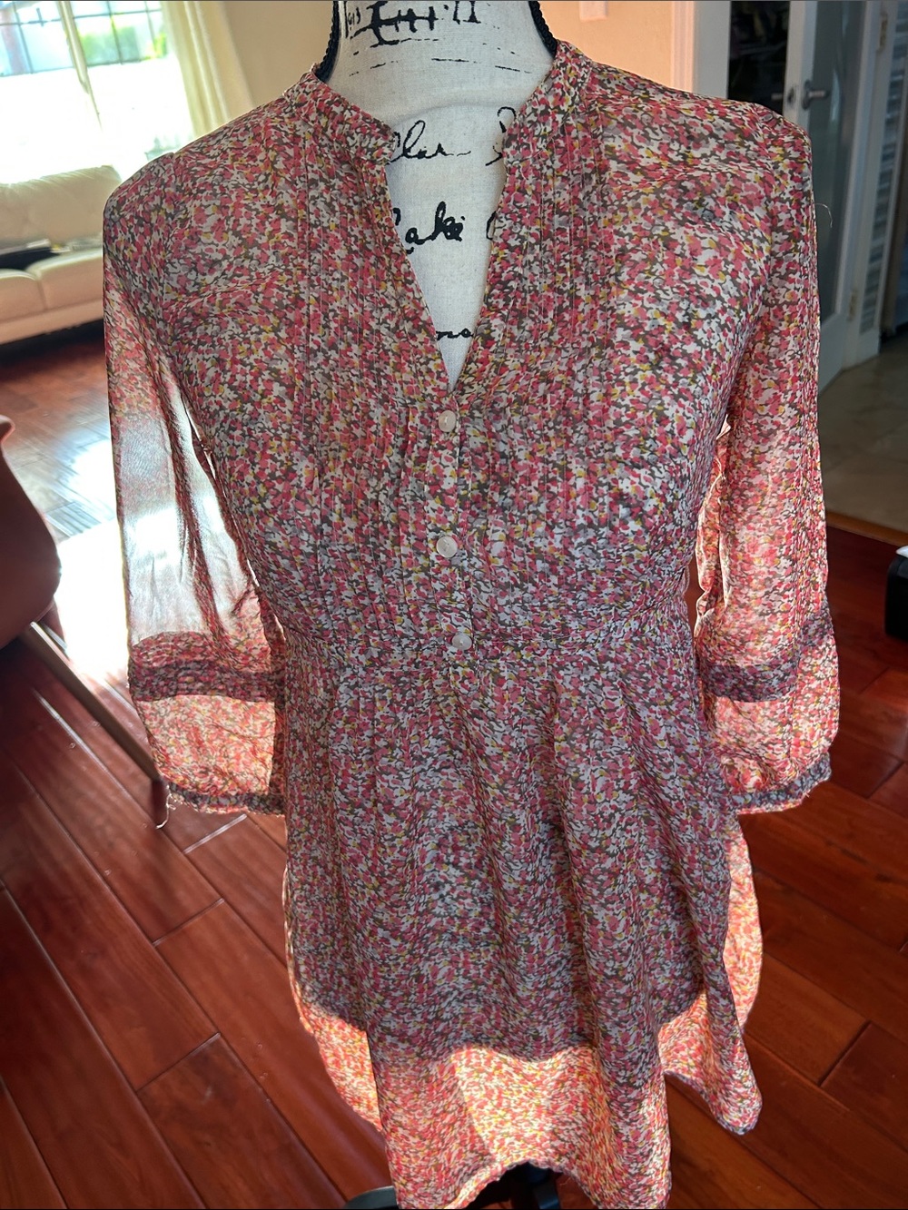 H&M Pink Floral Tunic Blouse